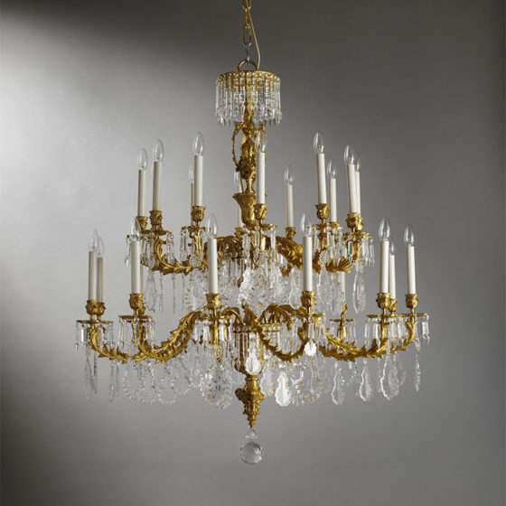 Art. 150/24 • Louis XV style artistic chandelier, gilded bronze and Bohemian crystal • Ø 110, H 125